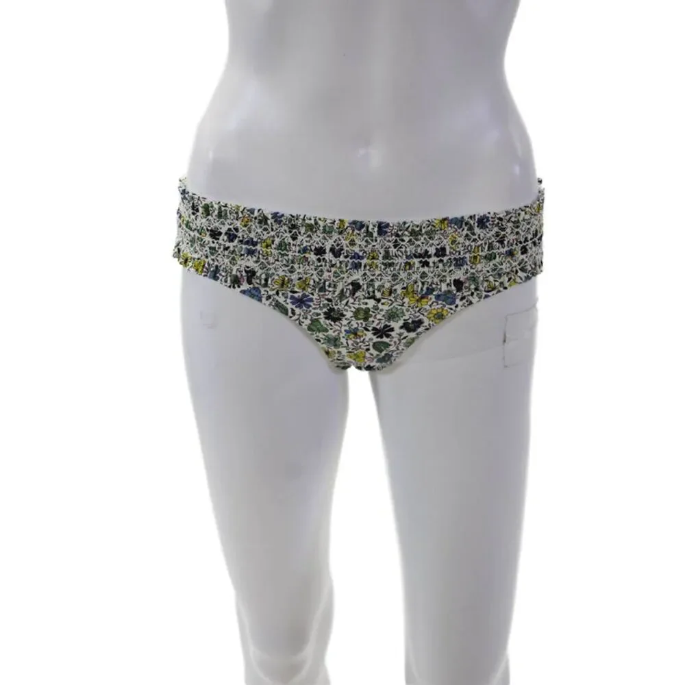 Tory Burch Womens Costa Floral Printed Hipster Bikini Bottoms White Multi XS